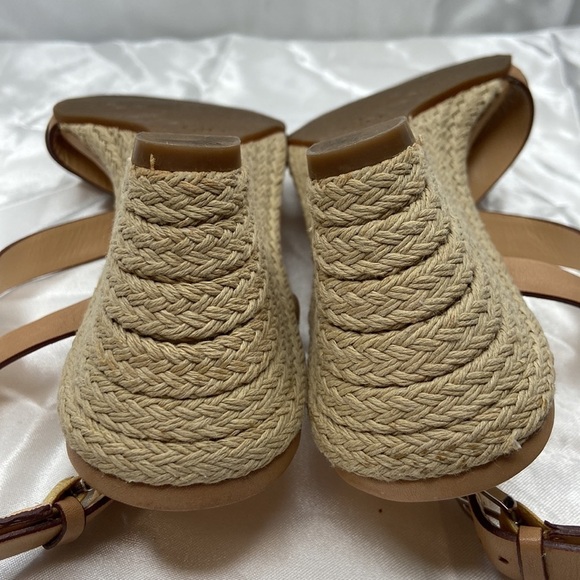 Cole Haan Women’s Tan Taylor Leather Open Toe Espadrille Wedge Shoes Size 6.5B